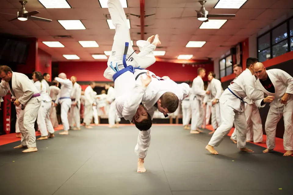 an instructor flipping his student at a self defense class in westwood nj